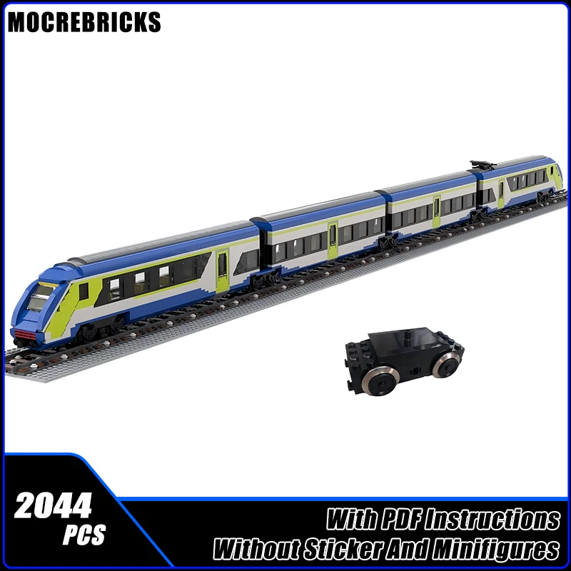 

High-tech Diesel-electric Locomotive First Italian Hybrid PAX Train MOC Building Blocks Railway Vehicles Model Kid's Bricks Toys