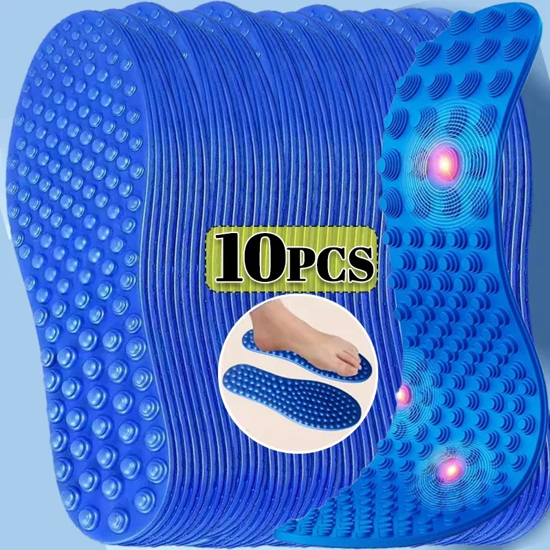 10pcs PU Finger Pressure Board Massage Insole Relieve Foot Fatigue Shoes Insoles Men Woman Soft Sports Shoes Pads Accessories