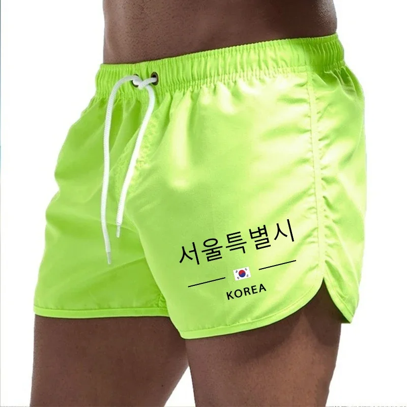 

2025 New Arrival Men's Seou Kerean Printed Board Shorts Summer Beach Casual Fashion Sport Short Pants Gym Running Fitness Shorts