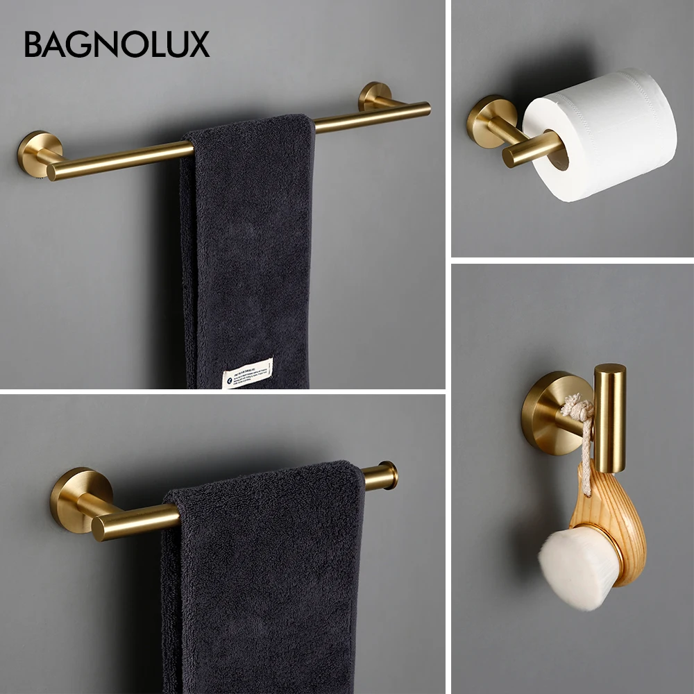 

BagnoLux Stainless Steel Four Colors Round Beautiful Wall Hook Toilet Paper Holder Towel Ring Towel Bar Bathroom Accessories