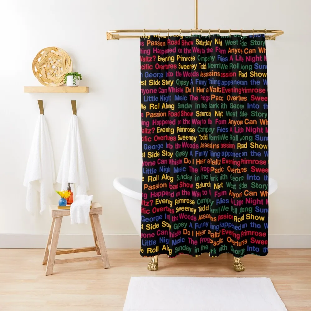

Stephen Sondheim Musicals (BlackBG) Shower Curtain Bathroom Decor Cover Modern Accessory Bathrooms Curtain