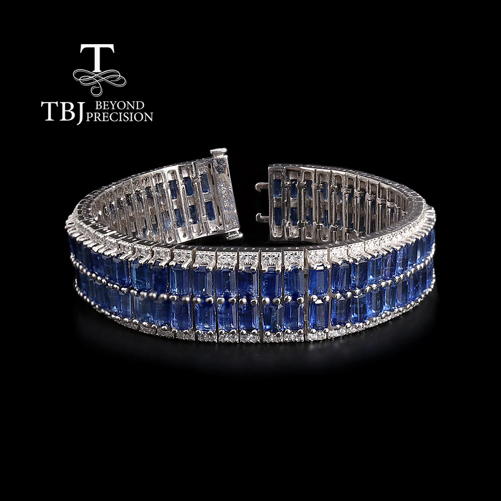 

Luxury 925 Sterling Silver Big Bracelet Natural 52ct Blue Kyanite Real Gemstones Fine Jewelry for Women' Anniversary party gifts