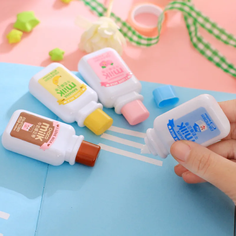 Novelty Milk Bottle Kawaii White Out Corrector Practical Correction Tape Diary Stationery School Supply