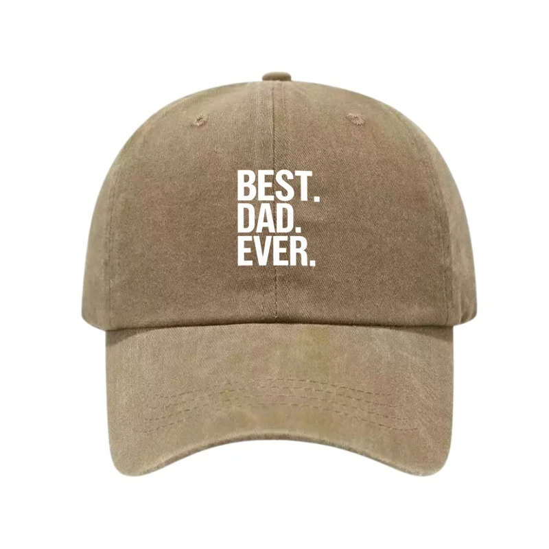 BEST DAD EVER Printed Washed Cotton Adjustable Baseball Cap Snapback Dad Hat Breathable Hat Golf Fishing Outdoor Sun Cap