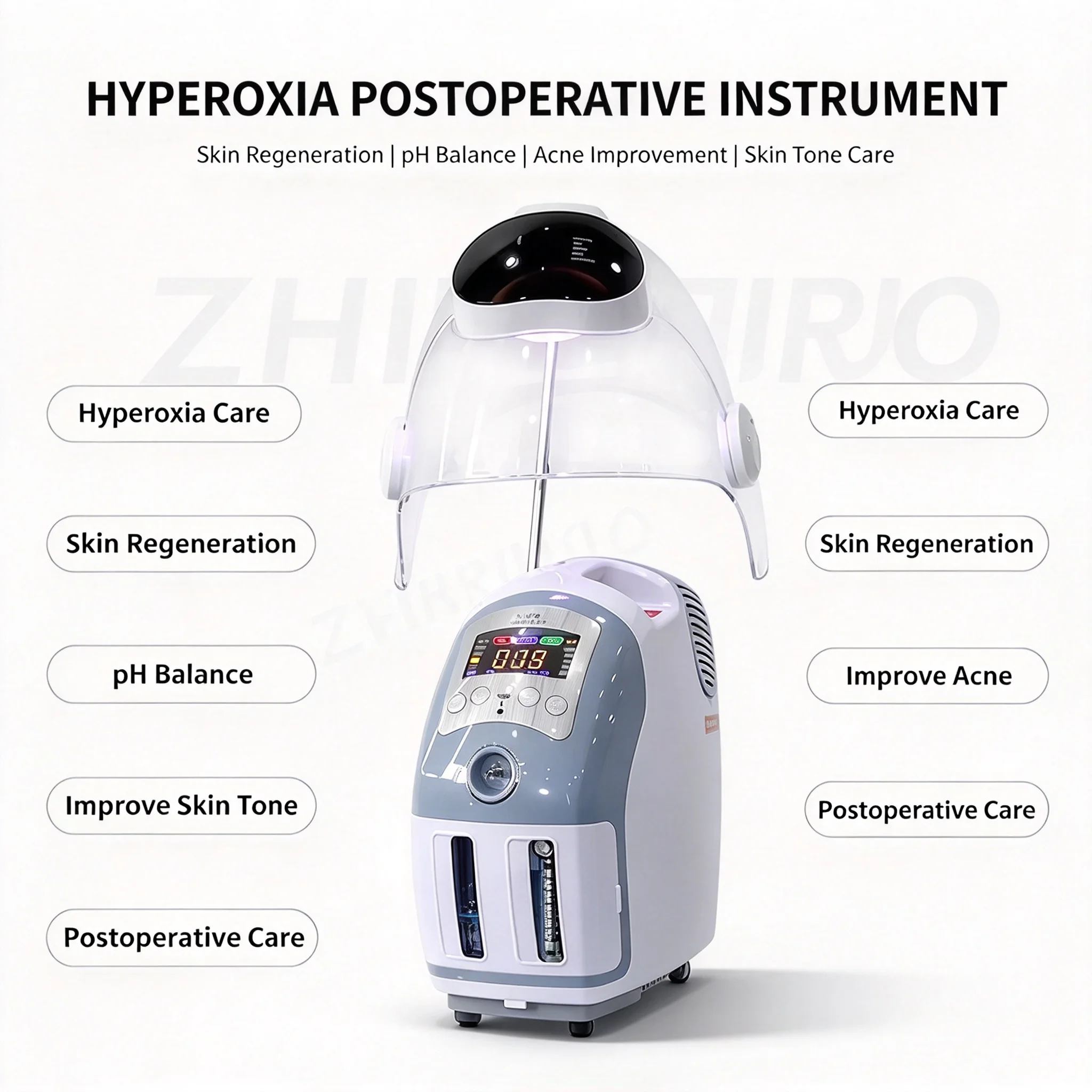 Beauty Spa Use O2toDerm Skin Rejuvenation Hyperbaric Oxygen Facial Care Mask Skin Care Oxygen Jet with Oxygen Sprayer