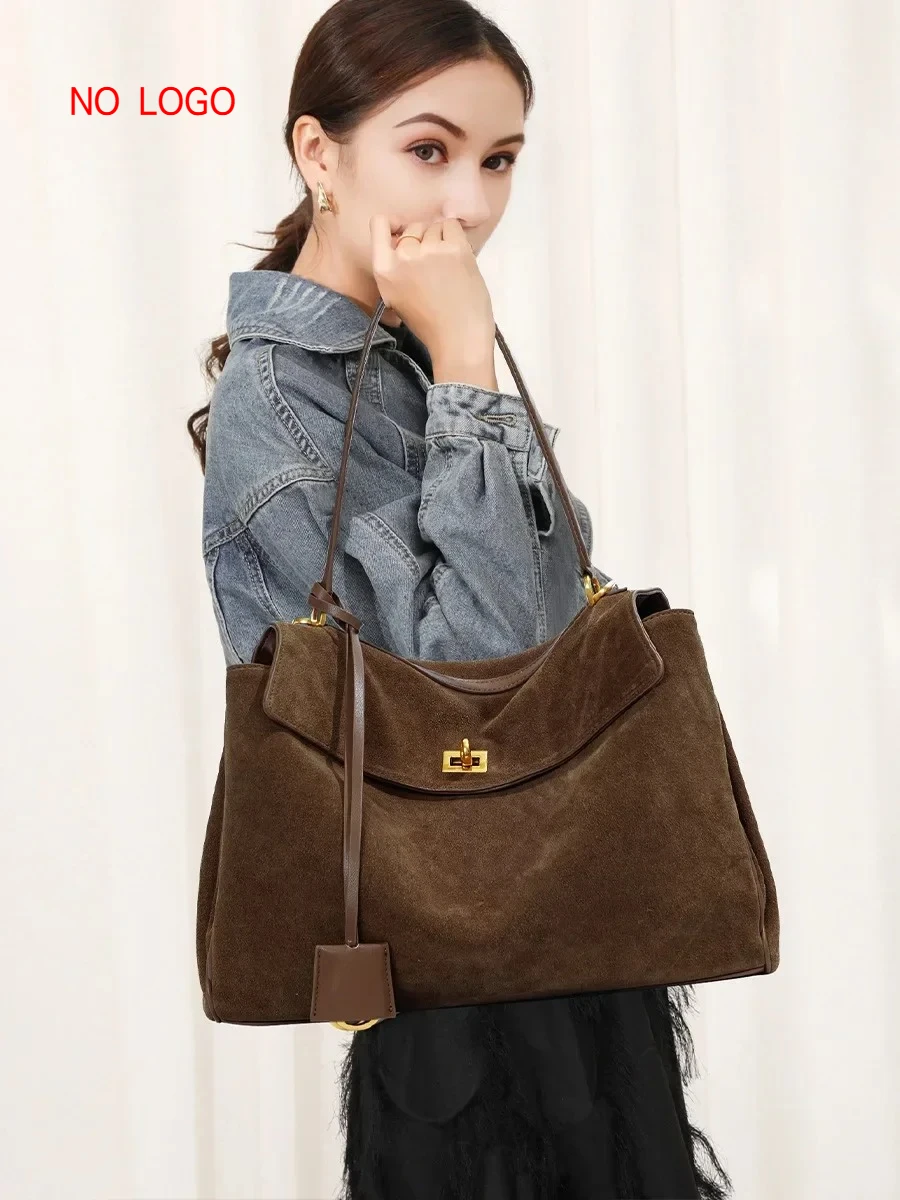 

Rodeo Women's Genuine Leather Tote Bag Frosted Cowhide Large Capacity Single Shoulder Hand-Held Armpit Bag