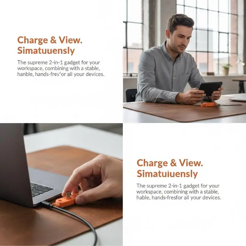 240W Type C 2 In1 Adapter Supports Fast Charging and Data Sync with Integrated Stand for Video Calls and Movies