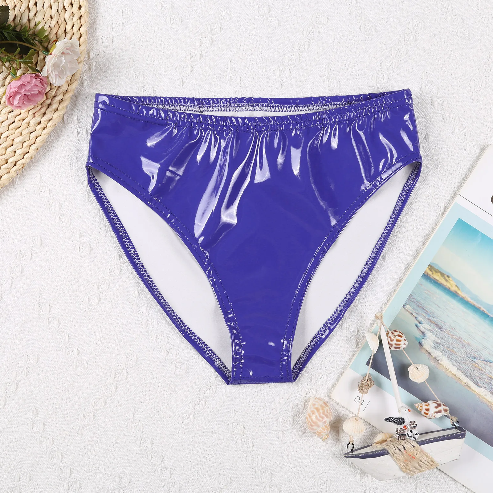 Woman Latex Underpants Underwear Lingerie Wetlook Patent Leather Briefs Low Raise Elastic Waistband Panties Pole Dancing Clothes - Image 4