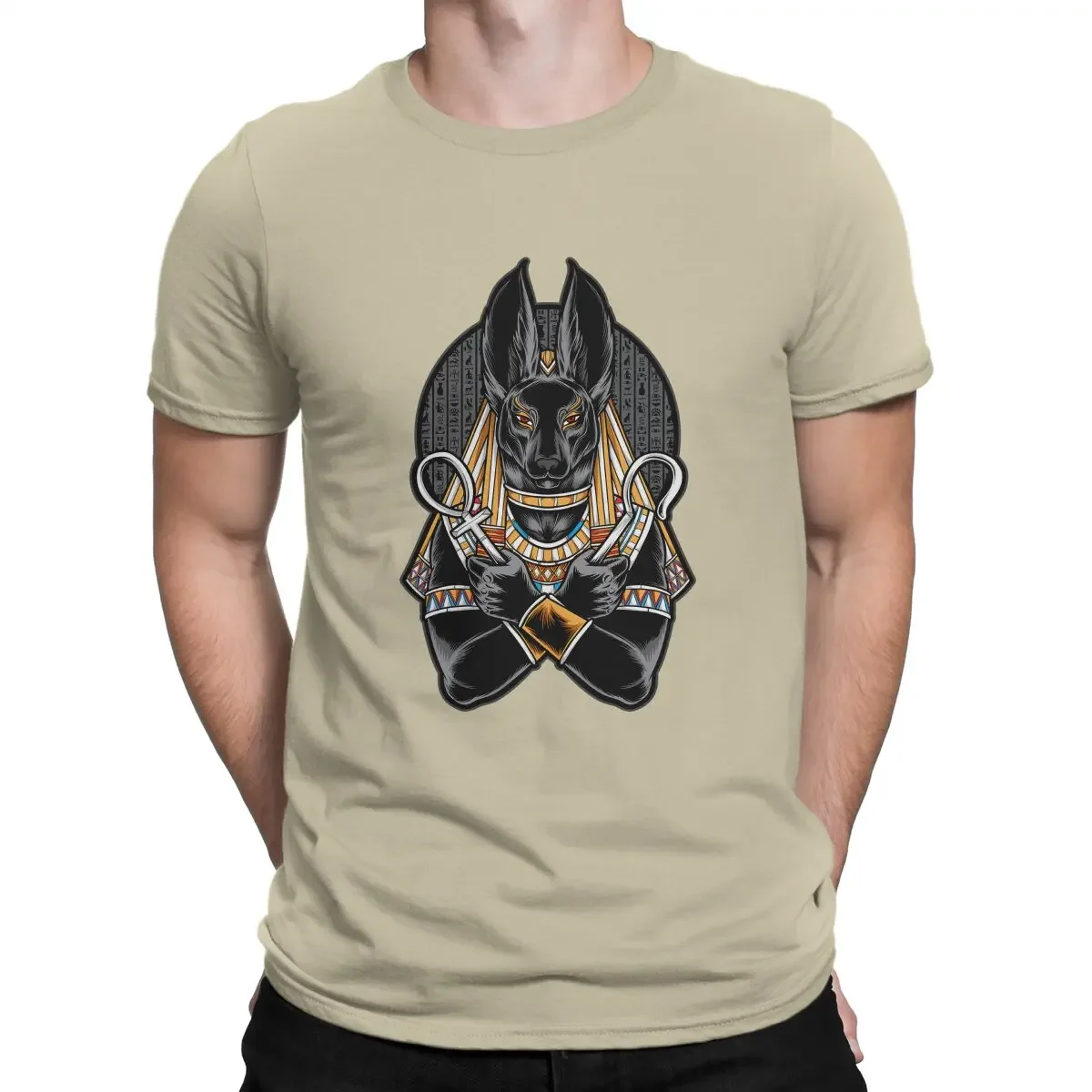 T Shirt Distinctive Birthday Gifts Tops Eye of Horus Egyptian Creative TShirt for Men Egyptian Anubis Round Collar Pure Cotton