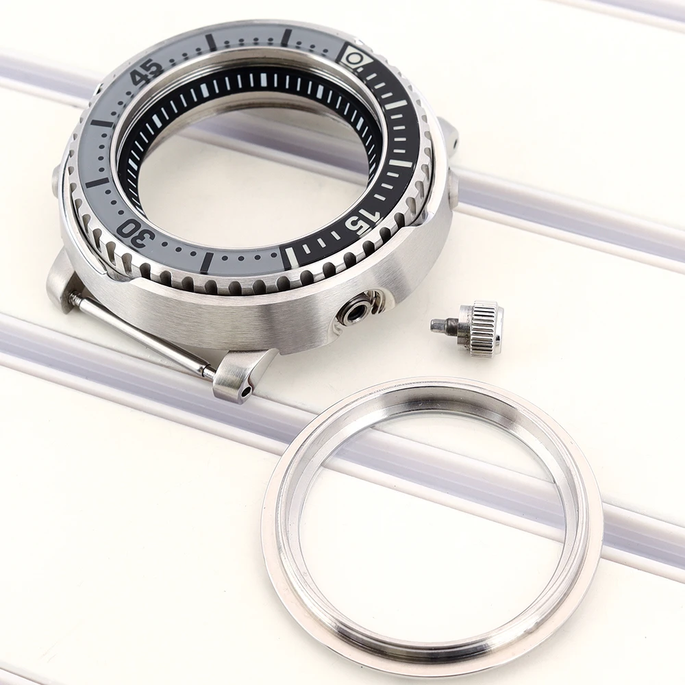 10ATM Taucher 43mm Uhrengehäuse Wasserdicht Saphirglas Für NH35 NH36 NH34/38 Uhrwerk Modifiziertes Tuna Canned Gehäuse C3 Glas Lünette – Detail 8