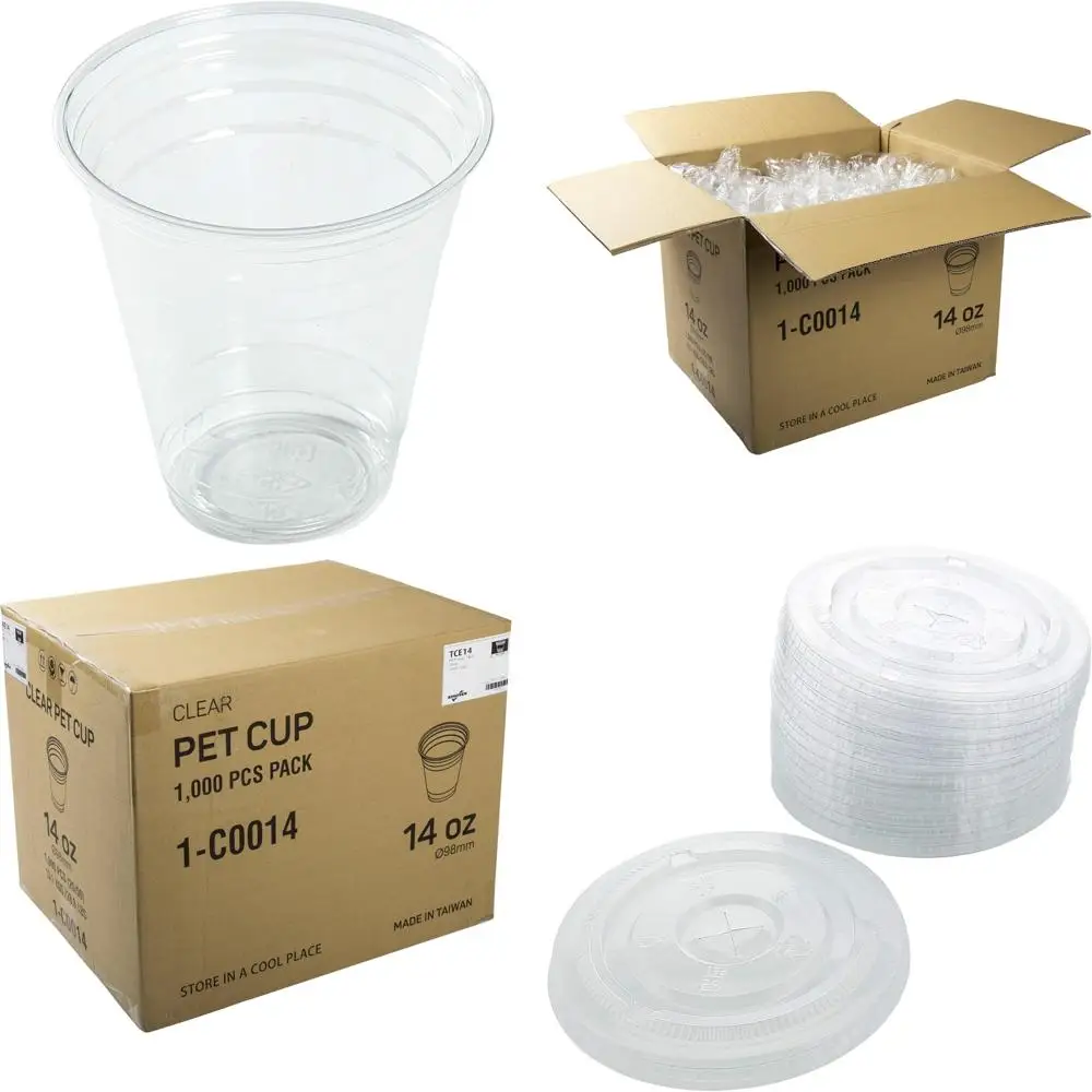 

Прозрачные одноразовые чашки из ПЭТ, 14 унций, оптовая упаковка из 1000 штук, идеально подходят для вечеринок и общественного питания.