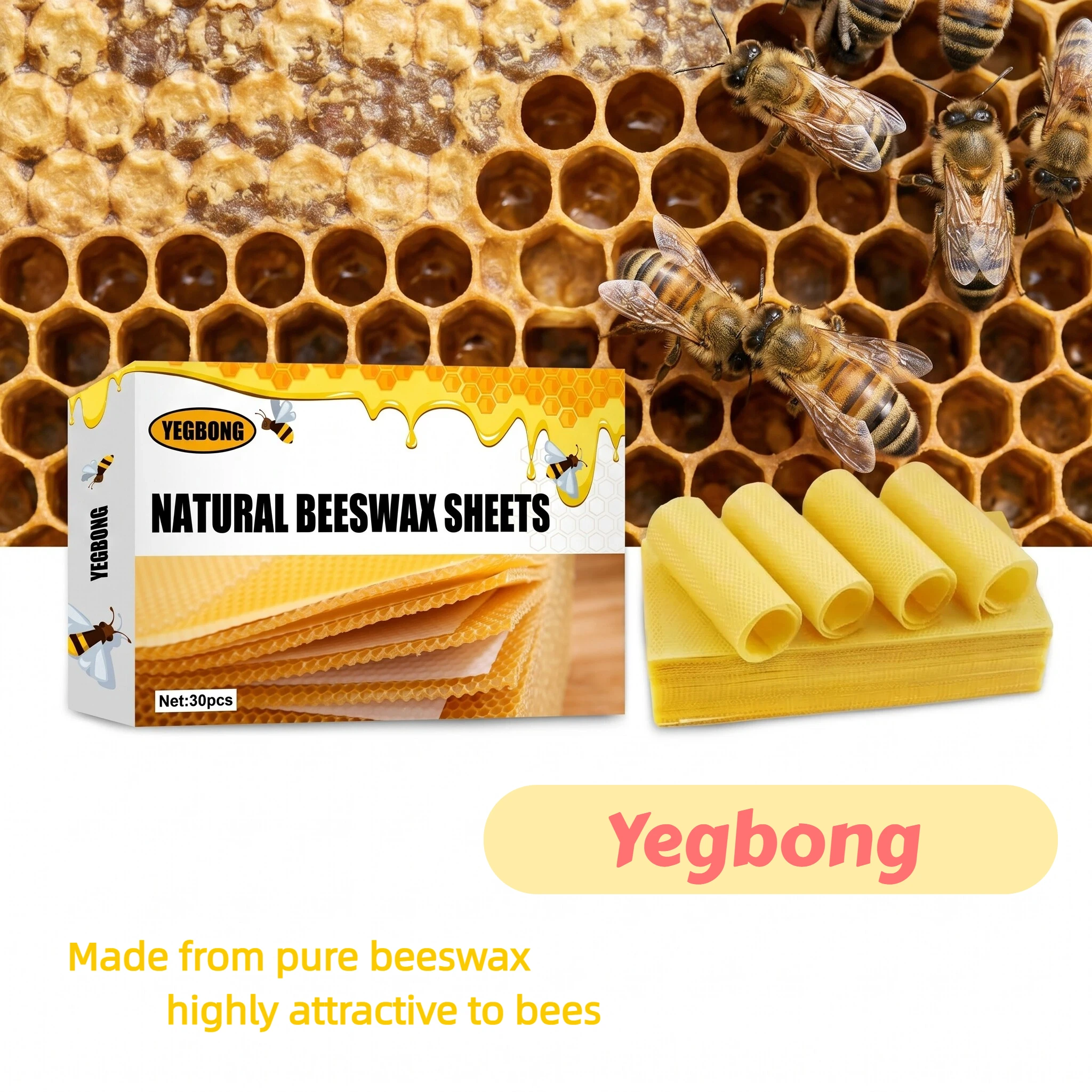 

10pcs Yellow Honeycomb Foundation Beekeeping Equipment Natural Beeswax Nest Sheets Bee Hive Cell Frames Bases Garden Supplies
