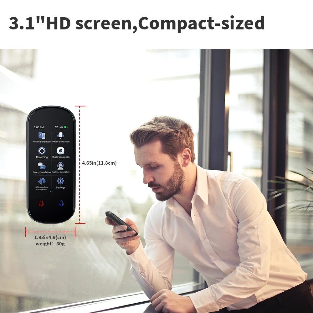 17 Languages Offline Intelligent Translator for Global Travelers with Real-time Voice Recording and Text Translation Functions