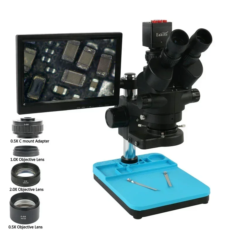 7X 45X 90X Simul Focal Stereo Microscope Trinocular Microscope+Sony Sensor 1080P HDMI VGA Video Camera With LCD Display Monitor