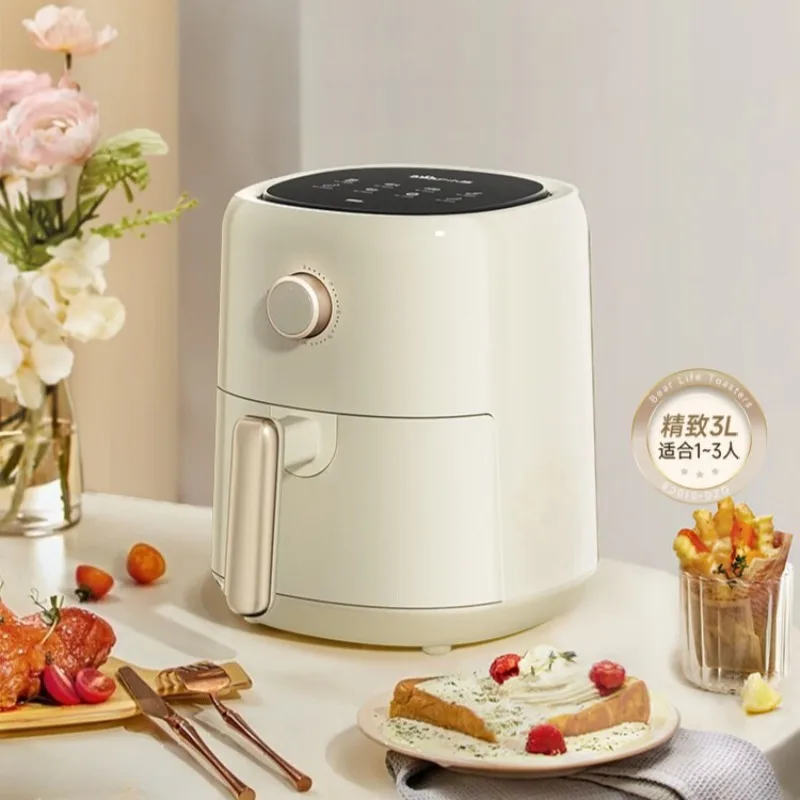 Bear fully automatic air fryer with micro-steam function and no-flip baking, all-in-one household appliance.