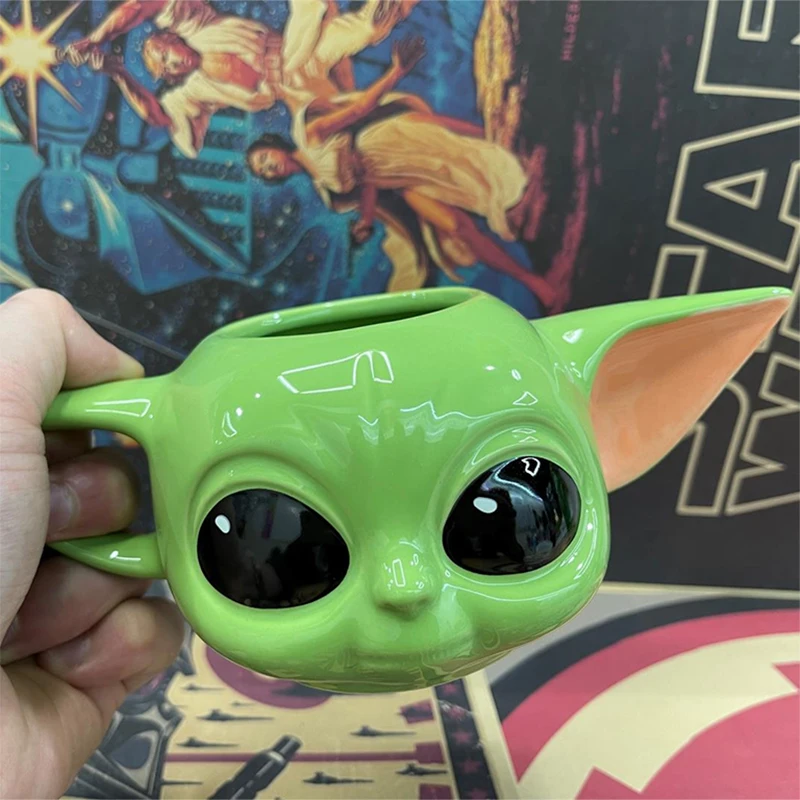 Disney Movie StarWars Mando Baby Yoda Grogu Ceramics Cup Action Figure Dolls Drinking Mugs Cup Coffee Cup Collection Model Gifts