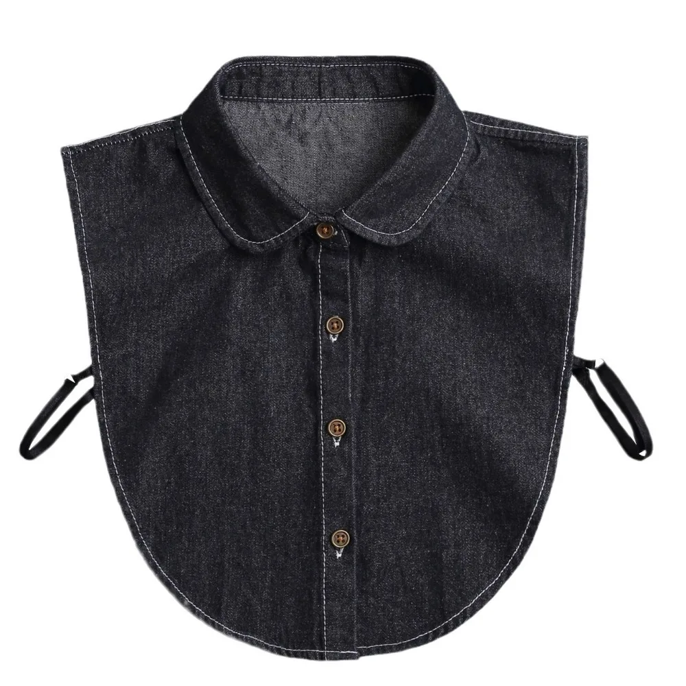 Retro Adjustable Straps Denim Fake Collar Korean Style Round Neck Detachable Collar Solid Color All-match Shirt Collar Women