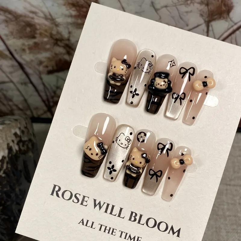 

Kawaii Hello Kitty Nail Stickers Cute Cartoon Exquisite Women Products Travel Desktop Decoration Girl Student Gift Wholesale