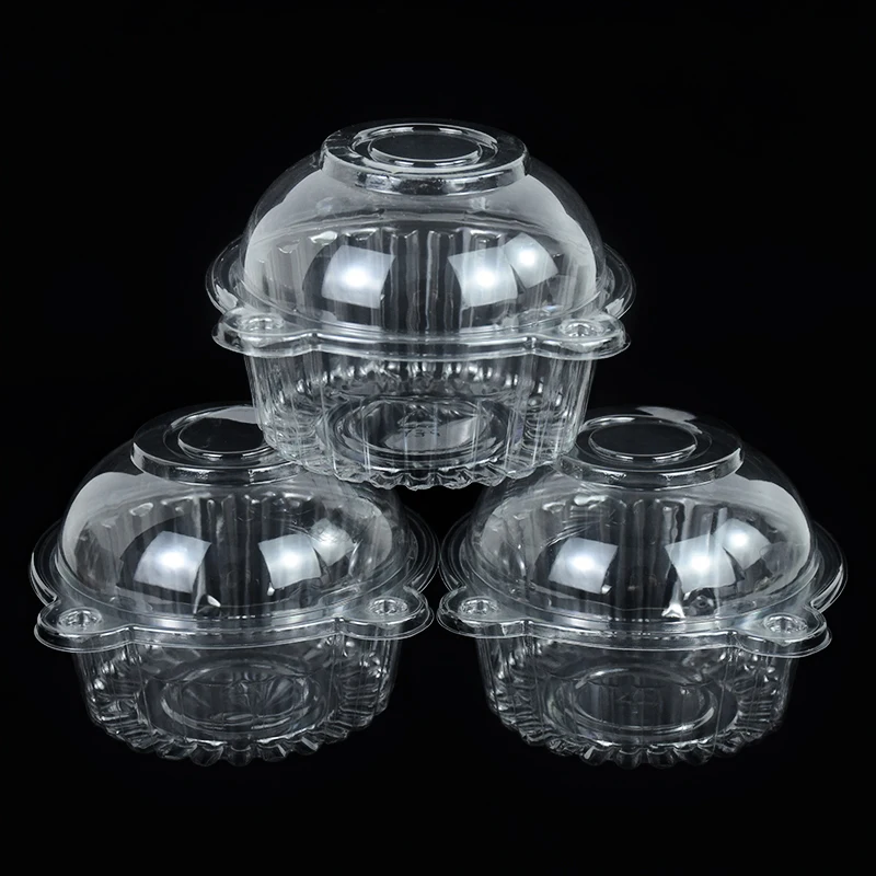 10/50pcs Clear Disposable Pastry Boxes with Cute Bear Ear Lids Cookie Cake Packaging Plastic Box Wedding Birthday Party Supplies
