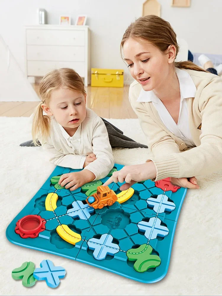 Kids Road Maze Montessori Logical Road Builder Game Assembly Building Puzzle Learning Education Toys For Children Birthday Gift