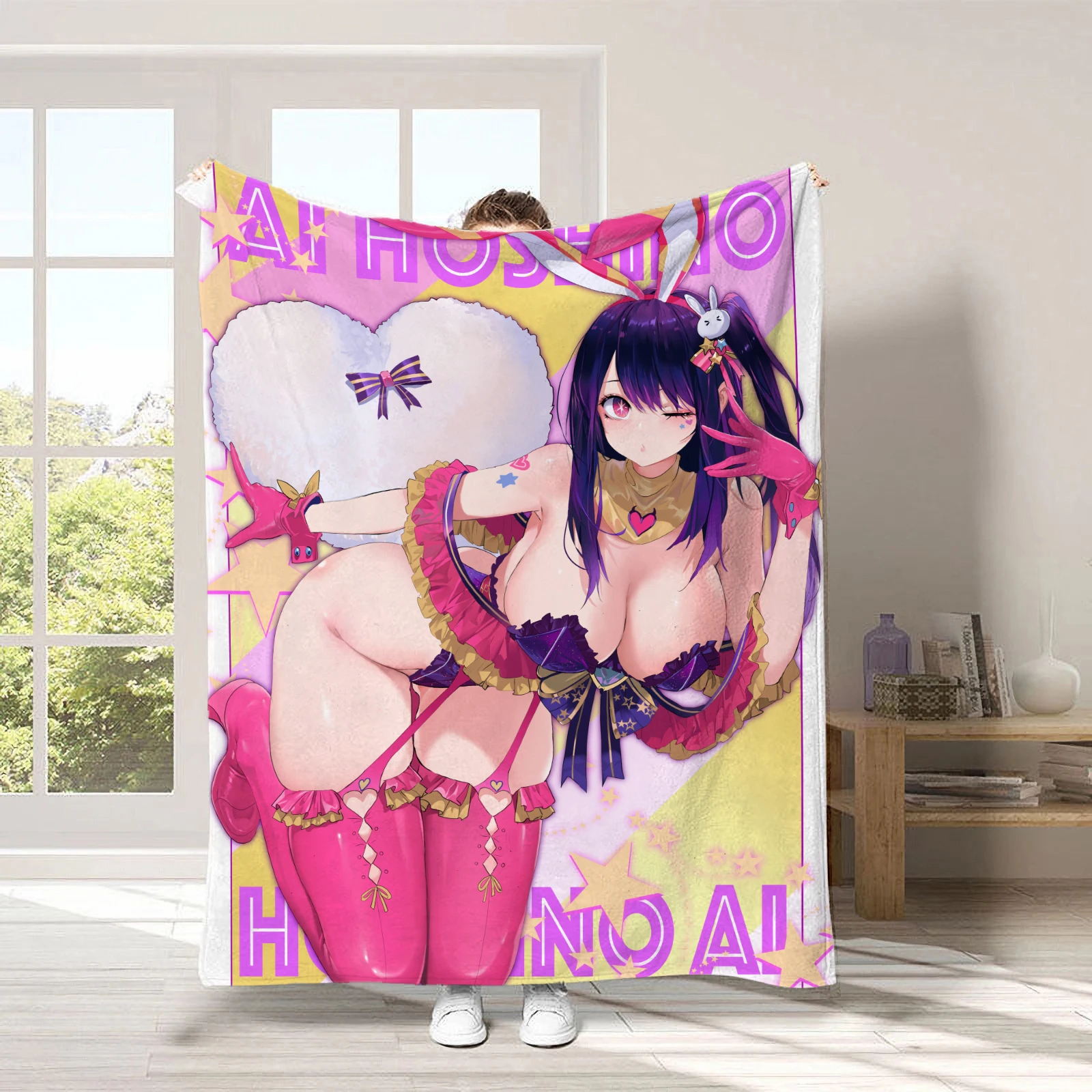 150x200cm Anime Hoshino Ai Bed Sheet Characters Duvet Cover Custom Warm Flannel Blanket