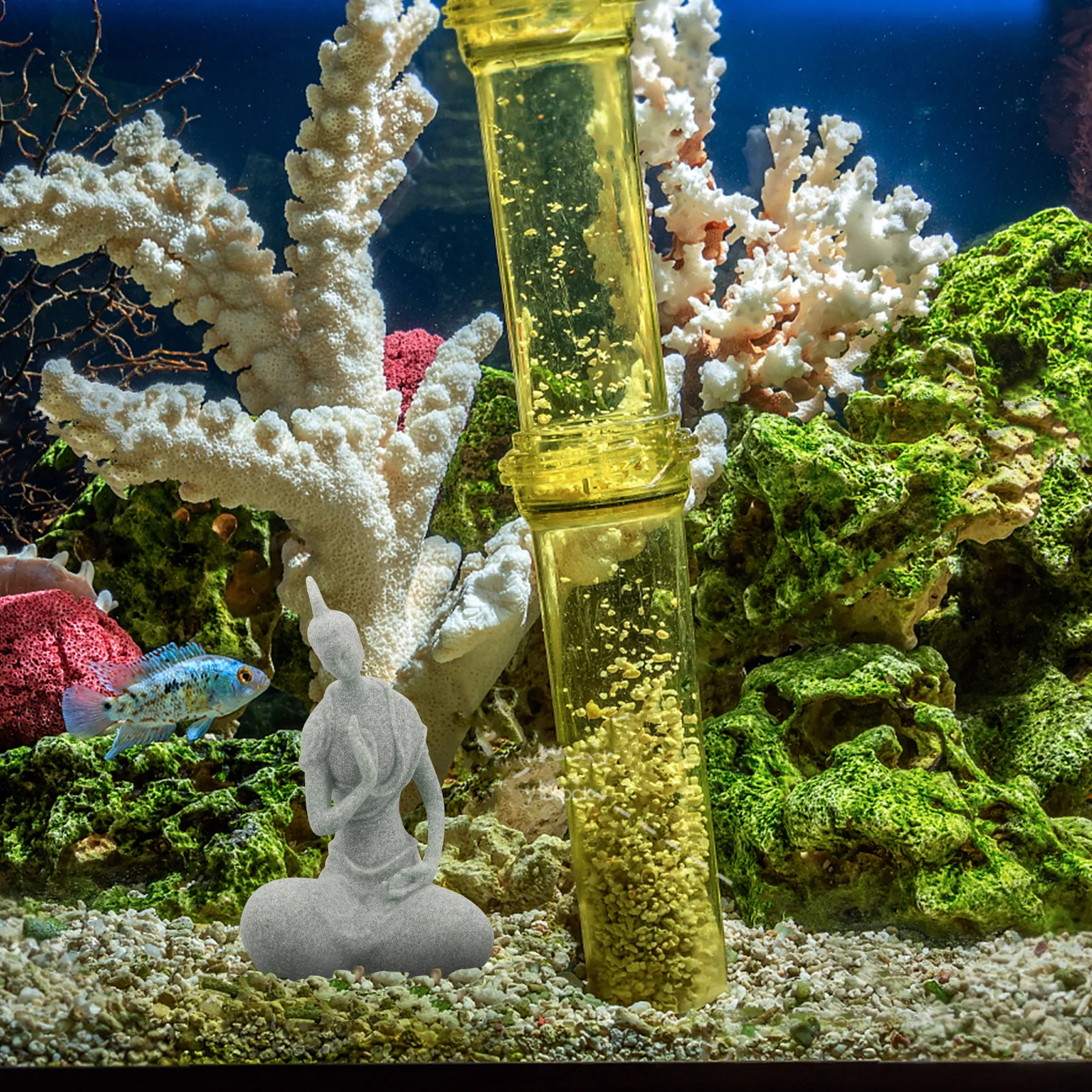 

Mini Buddha Statue Fish Tank Ornament Aquarium Decoration Home Garden Study Living Room Office Decorative Art Piece