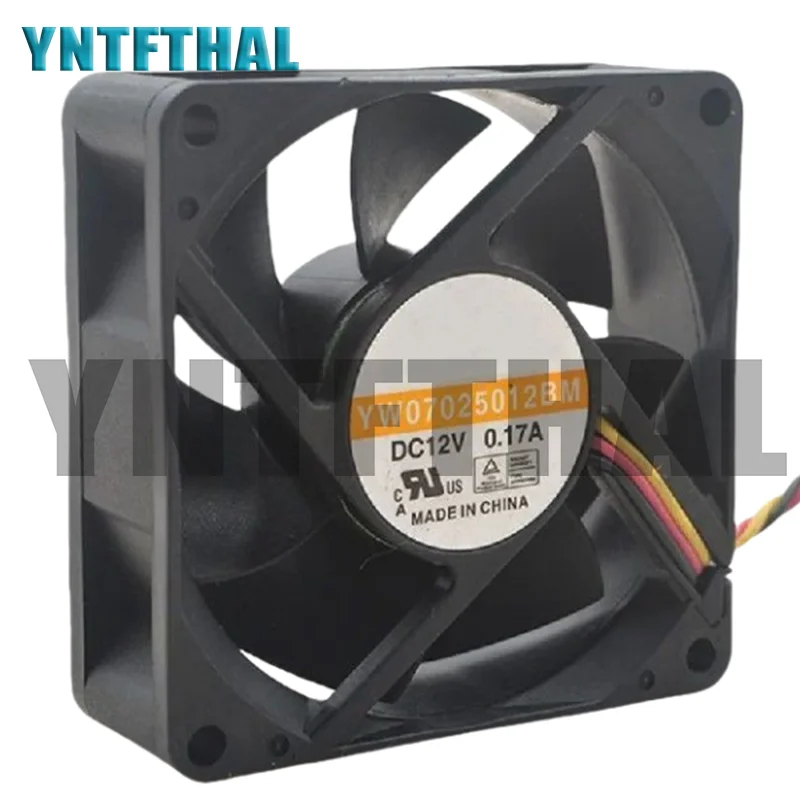 New YW07025012BM DC12V 0.17A 70x70x25MM Three Lines Cooling Fan