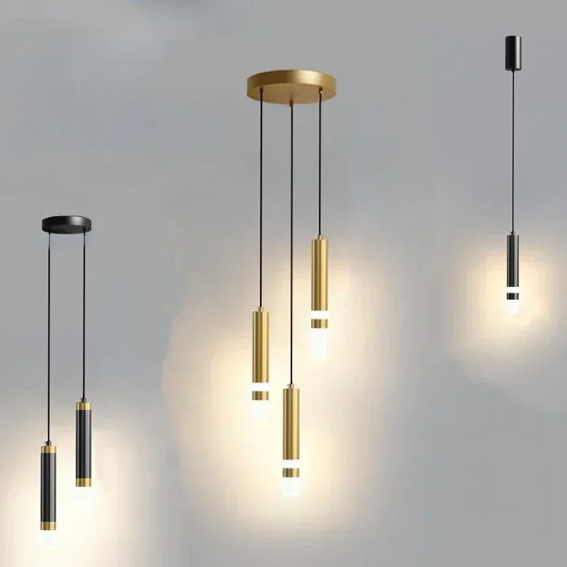 

Modern Led Long Tube Pendant Light for Bedroom Bedside Living Room Pendant Lamps Reading Lighting Spotlight Decor Chandeliers