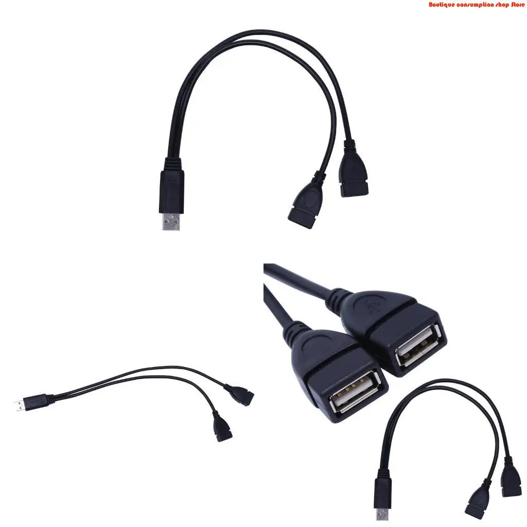 L9NA USB 2.0 Type A Splitter, USB Y Cable Male to Dual Female Hub Power Cord Data Sync Charging Extension Adapter
