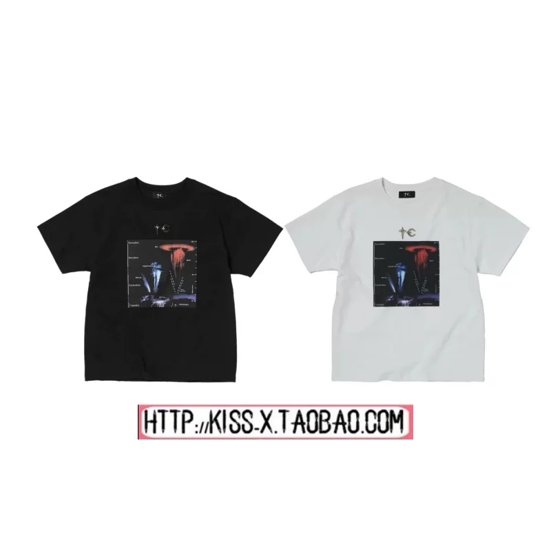 2026 Trendy THUG CLUB Metal Star Moon Logo Lightning Print Splicing Loose Couple Short Sleeve T-Shirt Skin-friendly Breathable