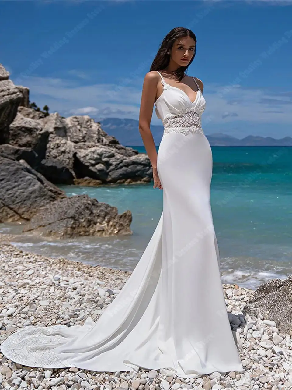 Vestidos de casamento sereia cetim para mulheres, vestidos de noiva elegantes, vestidos de noiva sem mangas, Lady, Sexy, mais recente lançamento, 2024