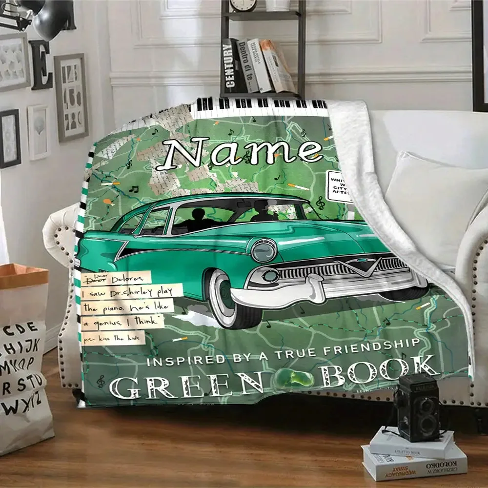 Customized name blanket - Green book design,suitable for living room and bedroom sofas, picnic cover，decorative，breaks,souvenirs