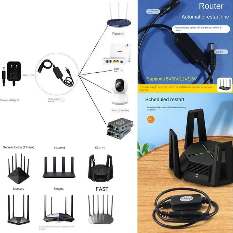 Wifi Reset Rebooter 5,5x2,1mm Verlängerung kabel Router Rebooter Routing Reset DC-Netzteil Timer Wifi Reset Rebooter Timing 24h