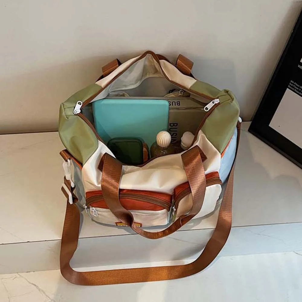 حقيبة سفر قابلة للتوسيع من قماش أكسفورد، حقيبة يوجا بألوان متباينة، حقيبة لياقة بدنية ذات سعة كبيرة، متعددة الطبقات، متعددة الوظائف