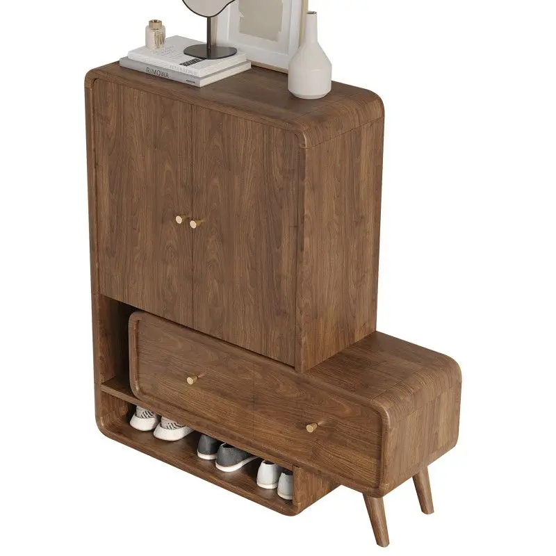 

Solid wood color at the door of the home, the stool is integrated into door, and shoe change stool