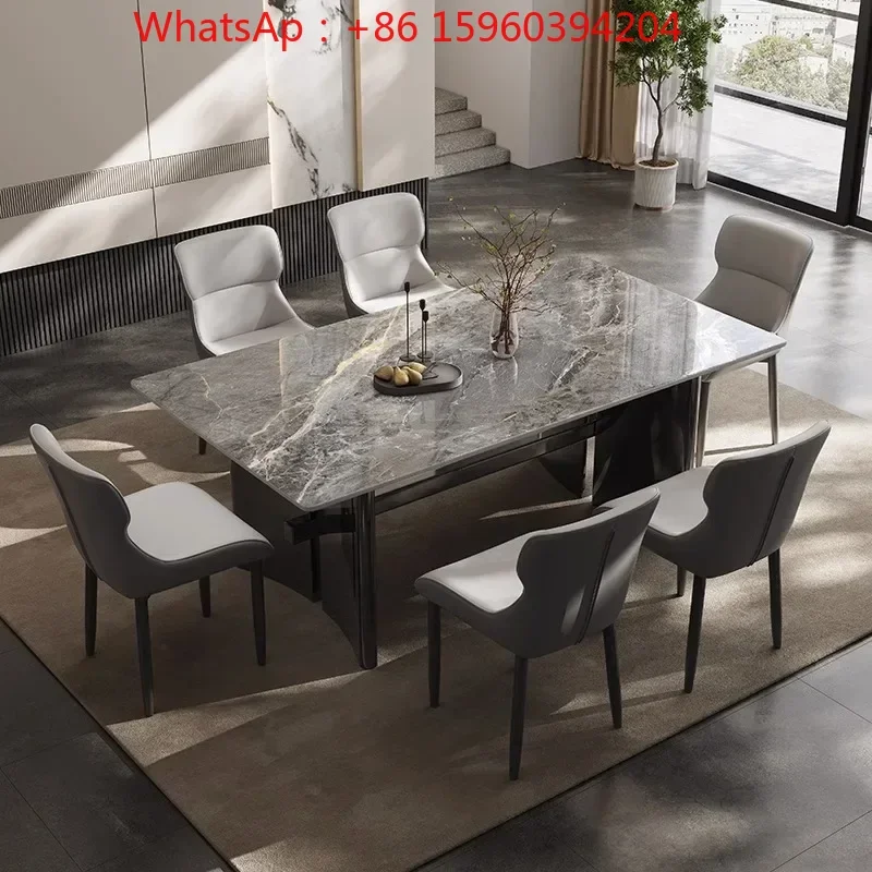 

Microcrystal dining table Italian minimalist natural marble supercrystalline sailing table light luxury table