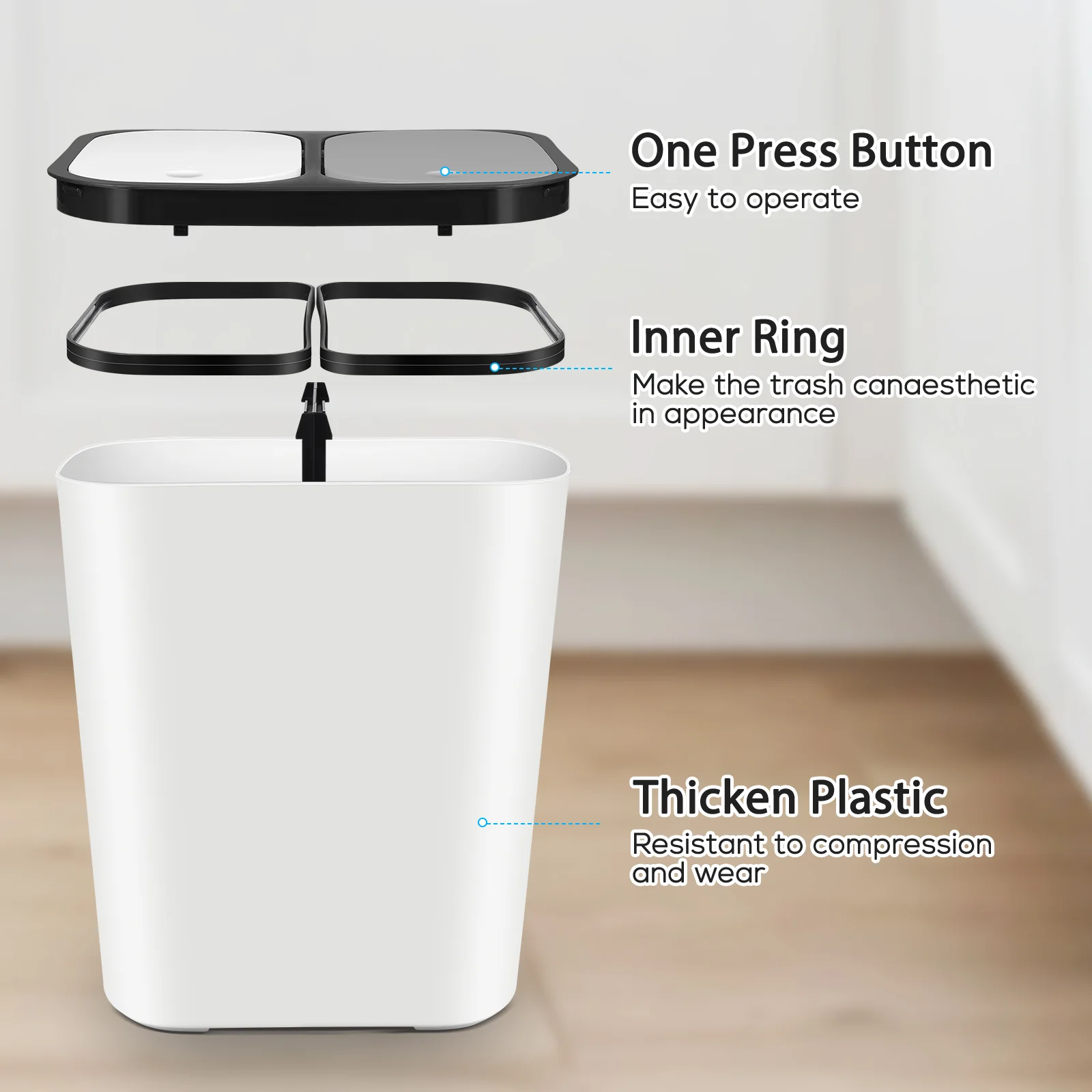 Trash Can Trash Barrel Dual Compartment Garbage Can Trash Bin for Kitchen Office waste bin dust bin trash box