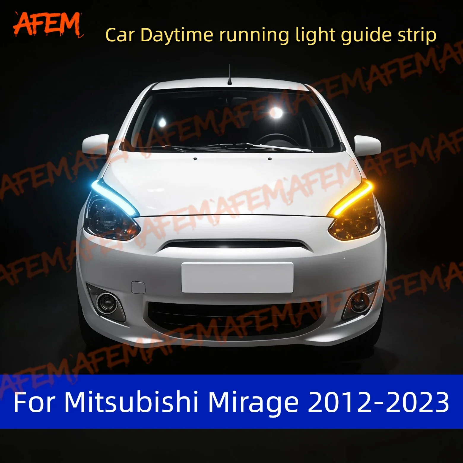 Car DRL Daytime Running Light Start Scan Style Sequential Flowing Turn Signal Light Ultra-Thin For Mitsubishi Mirage 2012-2023