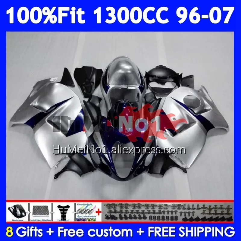 Fairing For SUZUKI Hayabusa GSXR-1300 GSXR 1300 CC Blue silver 125No.28 GSXR1300 1996 1997 1998 1999 2000 2001 02 03 04 05 06 07