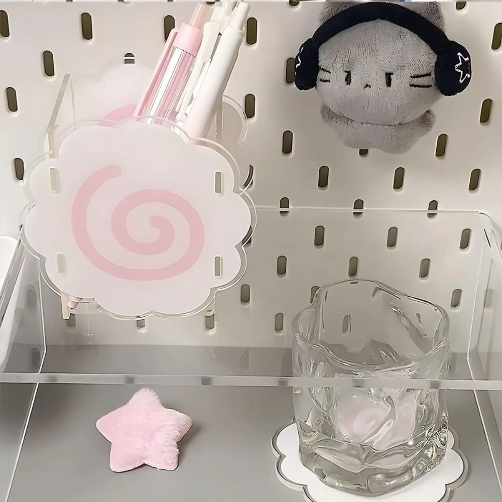 Sweet Pen Holder Korean Style Desktop Organizers Box Cosmetic Brush Student Stationery Storage Box Home Office Supplies