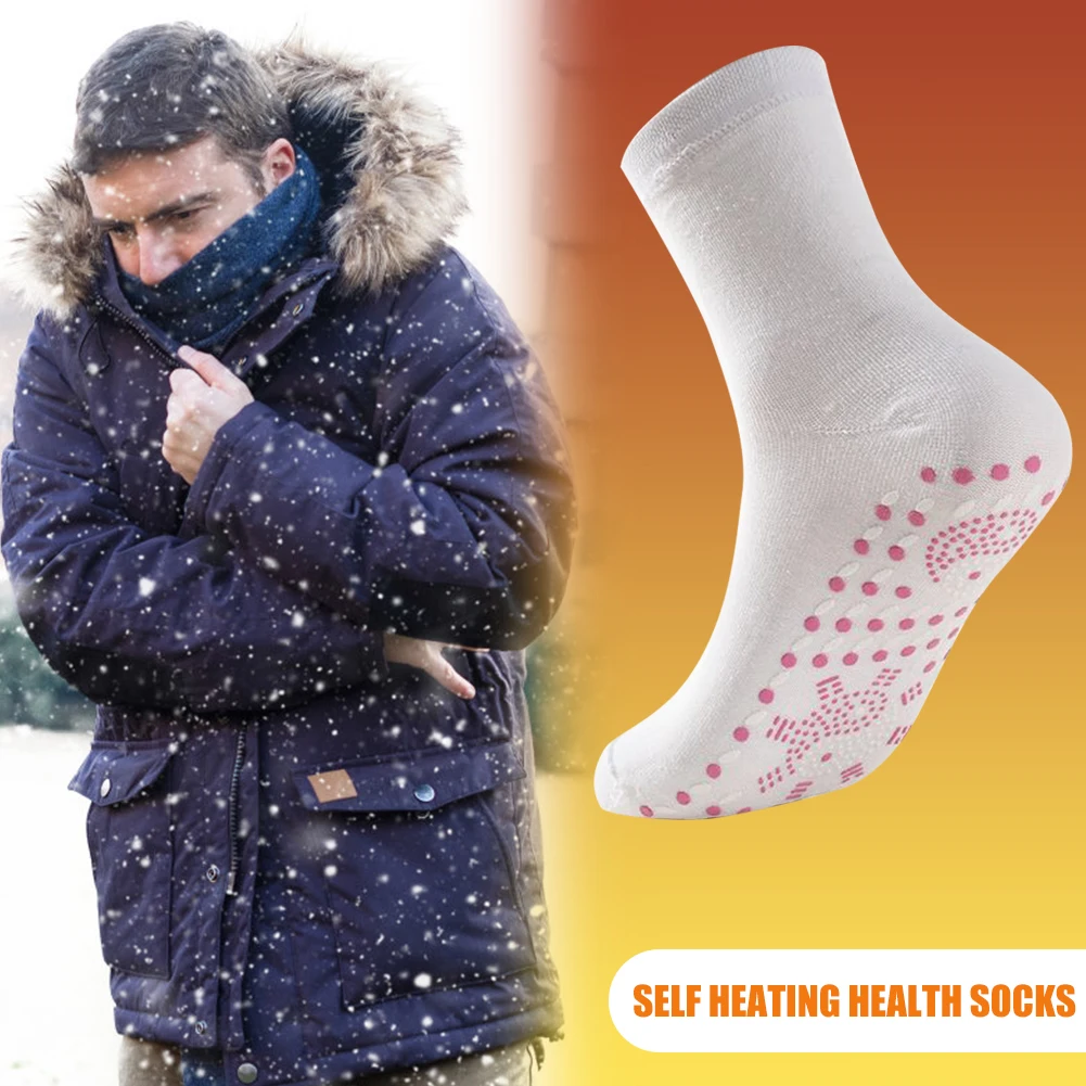 1 Pair Self-Heating Shaping Socks Pain Relief Thermal Circulation Sock Tourmaline Cold-Resistant for Men Women Outdoor