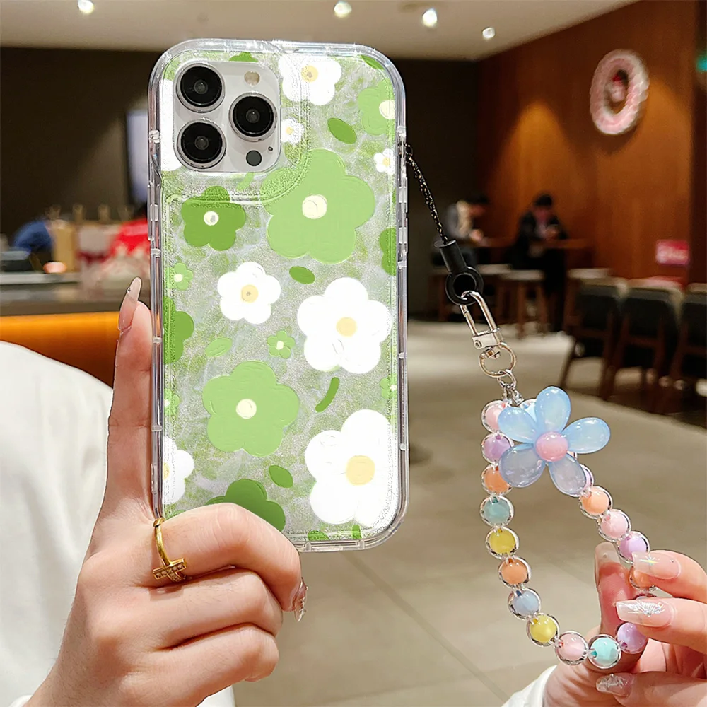 Cute Rubbit Laser Film Phone Cases For iPhone 14 Case iPhone 15 Plus 13 12 Pro Max 11 XR XS Max 7 8 Plus Soft Cover With Lanyard