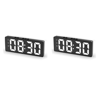 AT13 2X Digital Alarm Clock (Powered By Battery) or USB Powered Table Clock Snooze Night Mode 12/24H Electronic LED Clocks