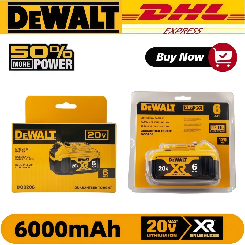 

Оригинальный сменный аккумулятор DeWalt 6Ah 20V для инструментов DCB184, DCB200, DCF892, DCF845, DCF850, DCF911, DCD800, DCD805