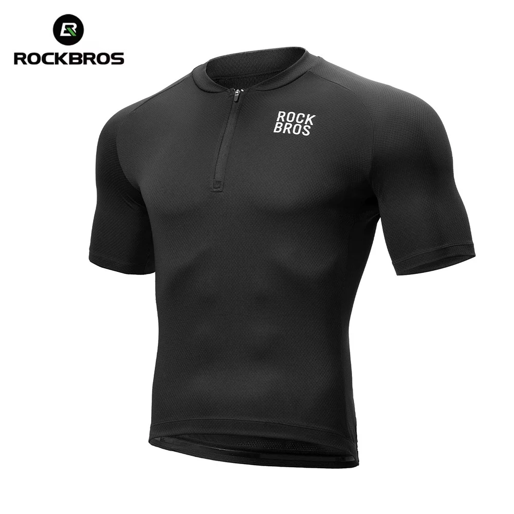 

ROCKBROS Summer Cycling Jersey Men Short Sleeve Men's Shirt Bike Lightweight Breathable Quick Dry Half Zipper Bicycle Clothing
