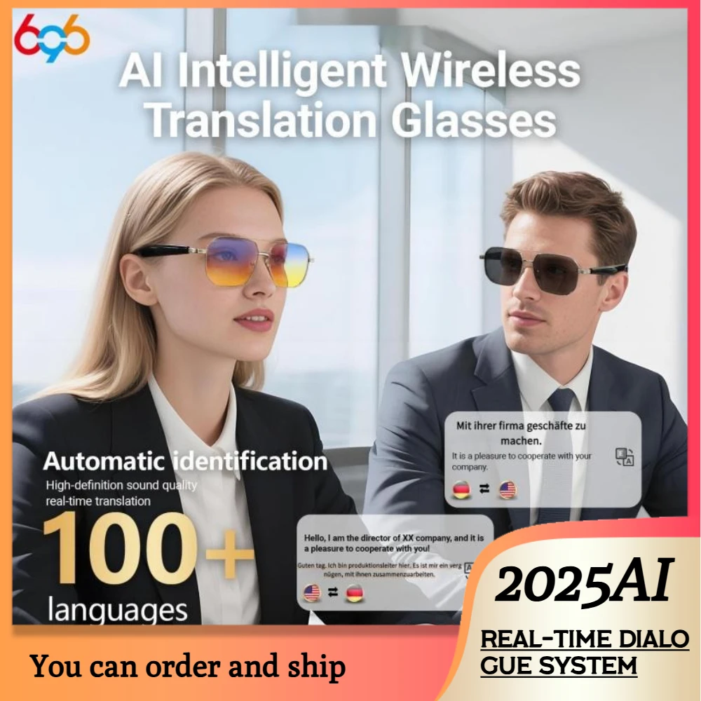 Smart Glasses Wireless Call Headphone 2 In 1 Blue Tooth 5.4 Intelligent Translation Music Playing Sunglasses Voice Assistant
