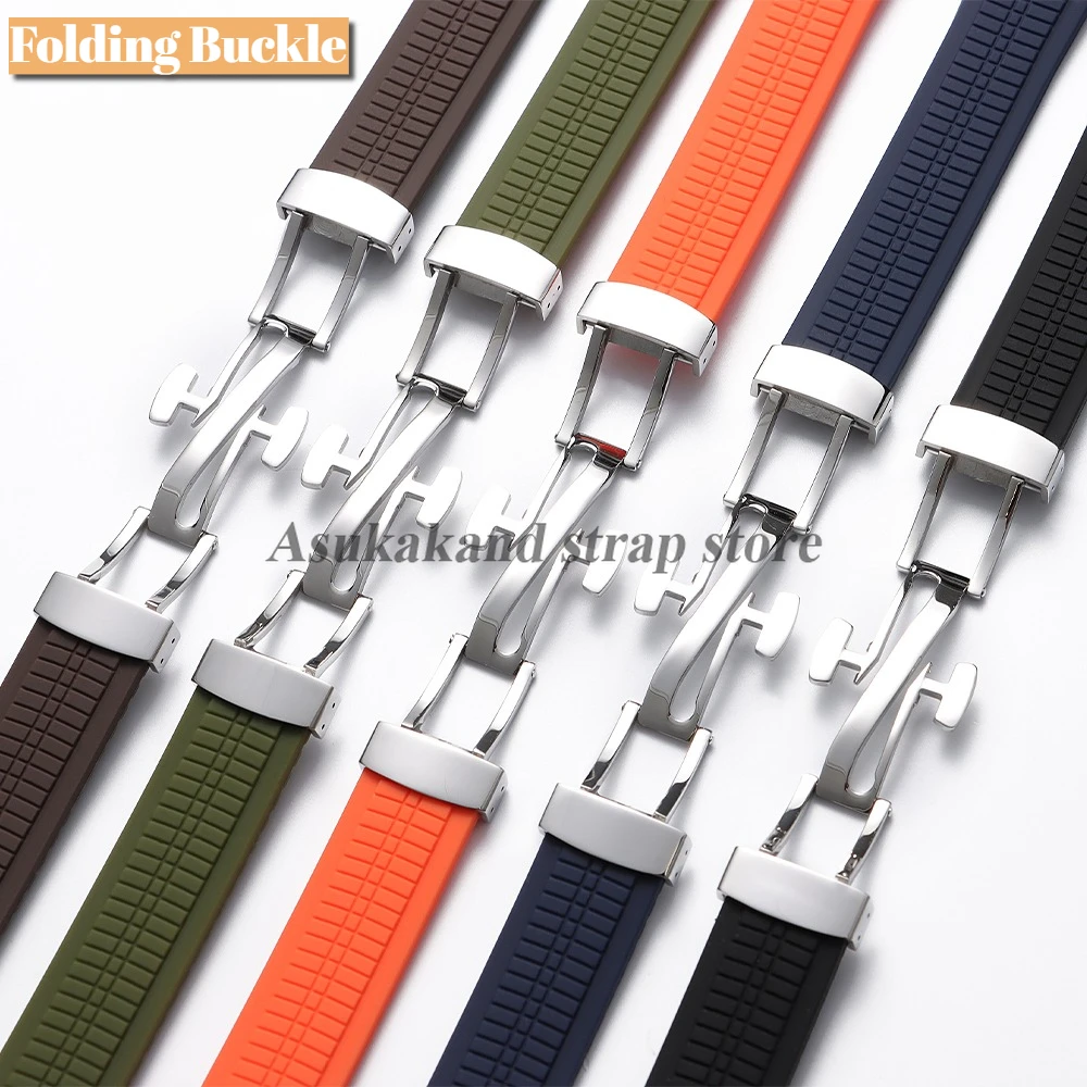 أشرطة ساعة مطاطية من السيليكون لـ Patek Philippe 5164A 5167A 5168A قنبلة يدوية سلسلة Aquanaut 21 مللي متر حزام ساعة ناعم مشبك قابل للطي #2