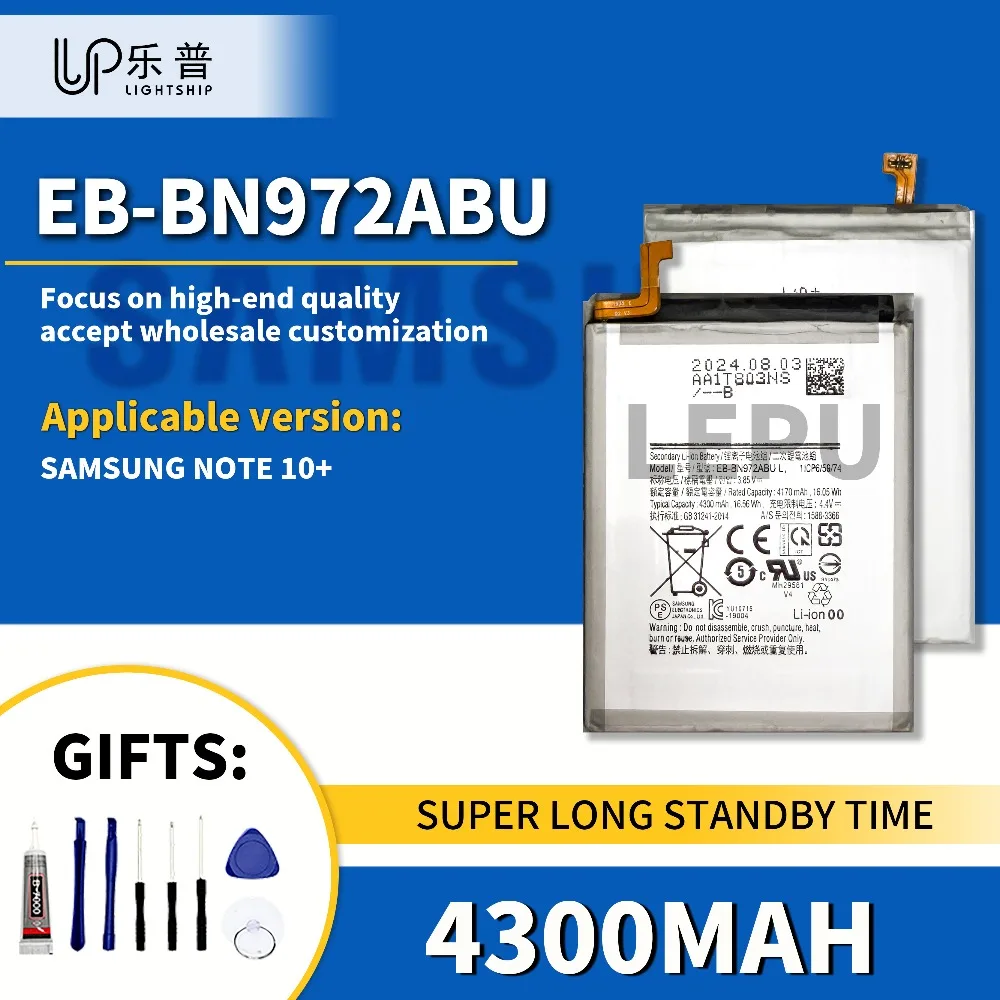 

Original Replacement Battery EB-BN972ABU 4300mAh High Quality Battery SAM NOTE 10+ Phone Battery for SAM NOTE 10+ + Tools Kits