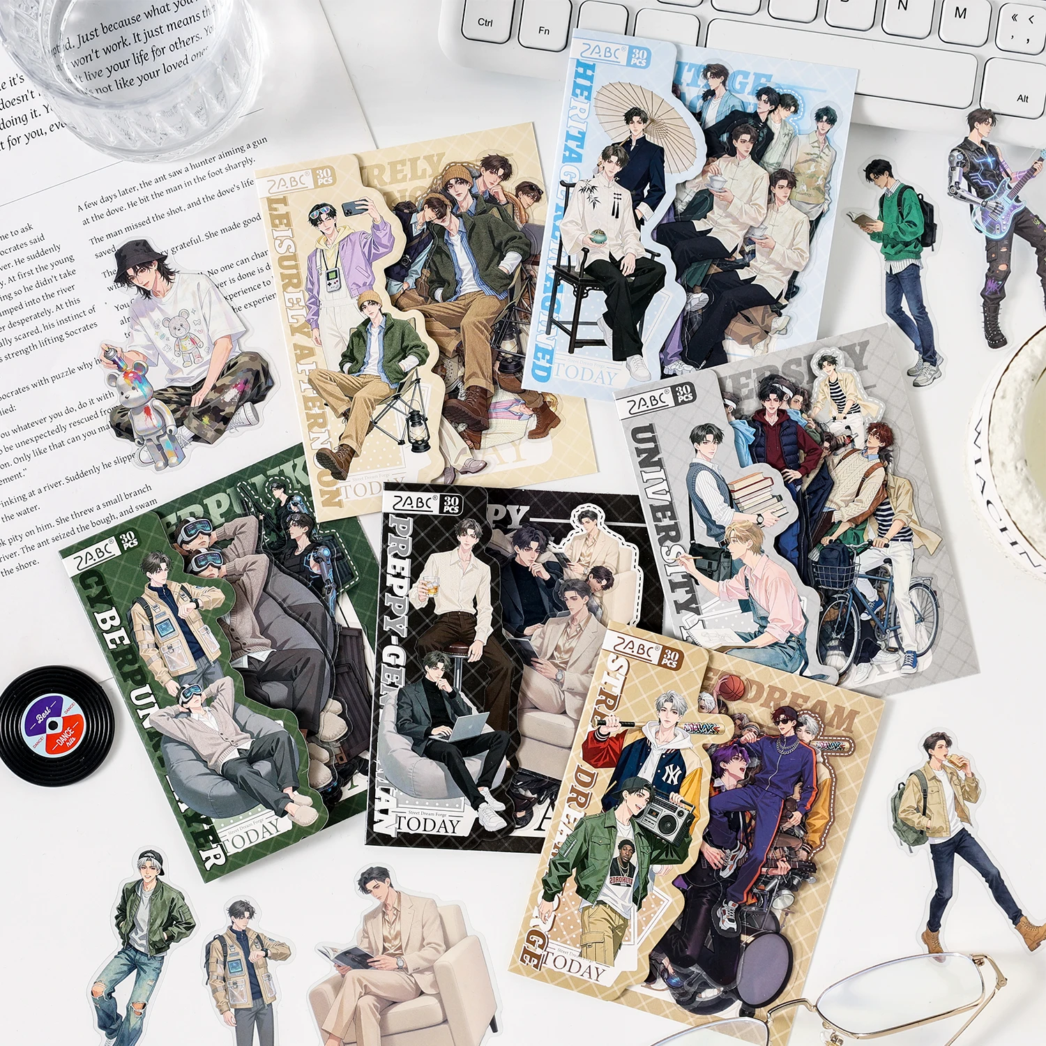 30pcs/pack Crowd Shadow Series Fashion Youth PET Stickers DI