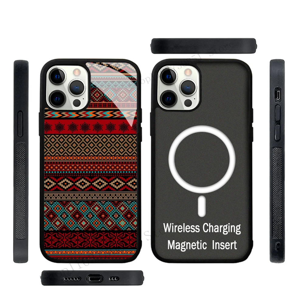 Persian Carpet Tile Floral Art Phone Case Strong Magnetic For IPhone 15 14 13 Pro Max 11 12 Mini Alex Mirror For Magsafe